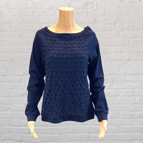 KUT FROM KLOTH -- Pullover Top, Cuffed Sleeves and Hem, Round Neck, Decor Fabric - Picture 2 of 16